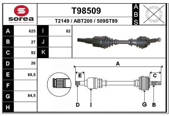 Antriebswelle Vorderachse links EAI T98509