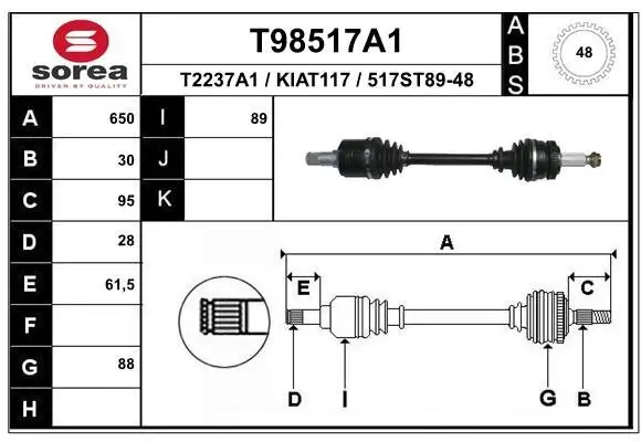 Antriebswelle Vorderachse links EAI T98517A1