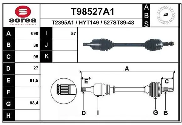 Antriebswelle Vorderachse links EAI T98527A1