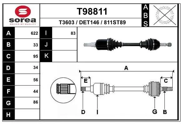Antriebswelle Vorderachse links EAI T98811