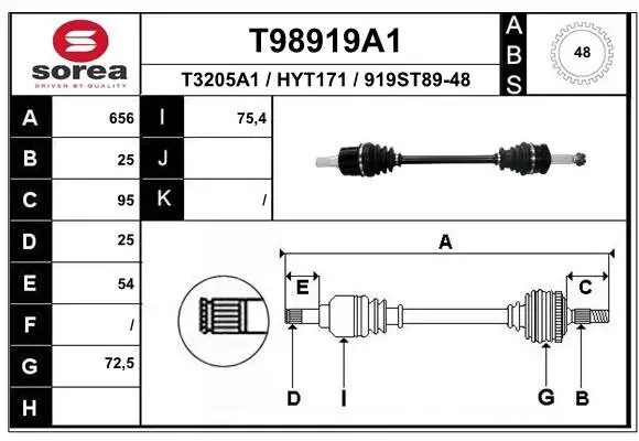 Antriebswelle Vorderachse links EAI T98919A1