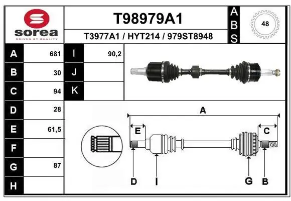 Antriebswelle Vorderachse links EAI T98979A1