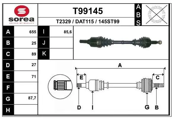 Antriebswelle Vorderachse links EAI T99145