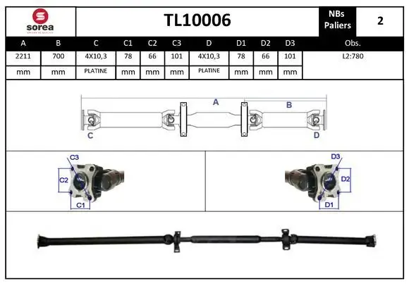 Gelenkwelle, Achsantrieb EAI TL10006