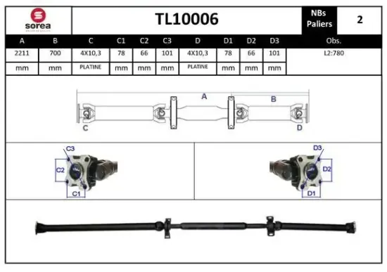 Gelenkwelle, Achsantrieb EAI TL10006 Bild Gelenkwelle, Achsantrieb EAI TL10006