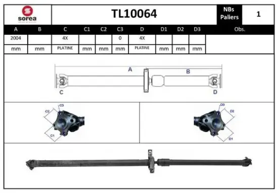 Gelenkwelle, Achsantrieb EAI TL10064 Bild Gelenkwelle, Achsantrieb EAI TL10064