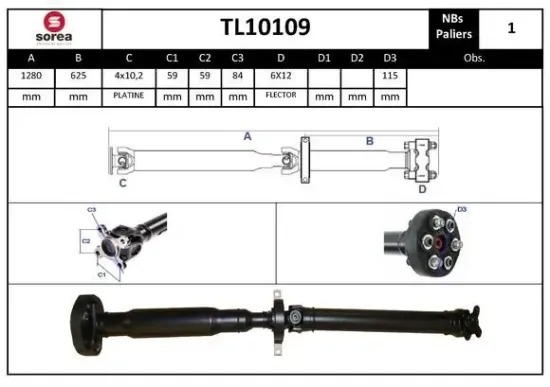 Gelenkwelle, Achsantrieb EAI TL10109 Bild Gelenkwelle, Achsantrieb EAI TL10109