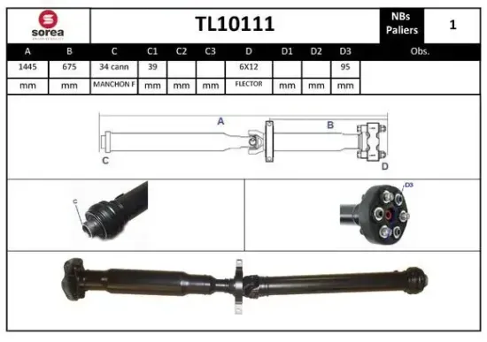 Gelenkwelle, Achsantrieb EAI TL10111 Bild Gelenkwelle, Achsantrieb EAI TL10111