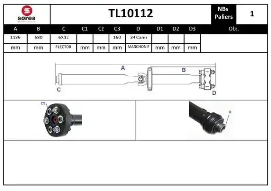 Gelenkwelle, Achsantrieb EAI TL10112 Bild Gelenkwelle, Achsantrieb EAI TL10112