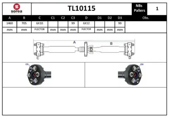 Gelenkwelle, Achsantrieb EAI TL10115 Bild Gelenkwelle, Achsantrieb EAI TL10115