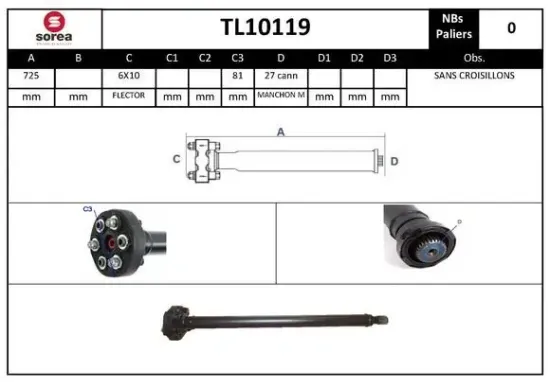 Gelenkwelle, Achsantrieb EAI TL10119 Bild Gelenkwelle, Achsantrieb EAI TL10119