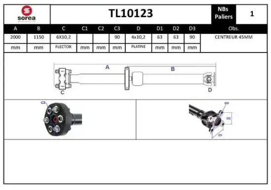 Gelenkwelle, Achsantrieb EAI TL10123 Bild Gelenkwelle, Achsantrieb EAI TL10123