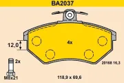 Bremsbelagsatz, Scheibenbremse BARUM BA2037