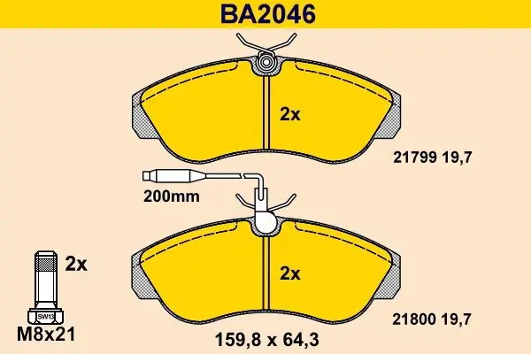 Bremsbelagsatz, Scheibenbremse BARUM BA2046