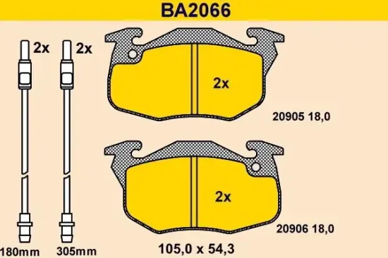 Bremsbelagsatz, Scheibenbremse BARUM BA2066 Bild Bremsbelagsatz, Scheibenbremse BARUM BA2066