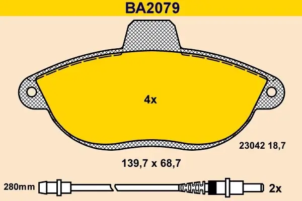 Bremsbelagsatz, Scheibenbremse BARUM BA2079