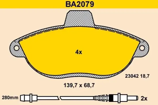 Bremsbelagsatz, Scheibenbremse BARUM BA2079 Bild Bremsbelagsatz, Scheibenbremse BARUM BA2079