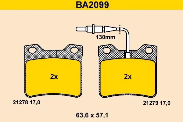 Bremsbelagsatz, Scheibenbremse BARUM BA2099