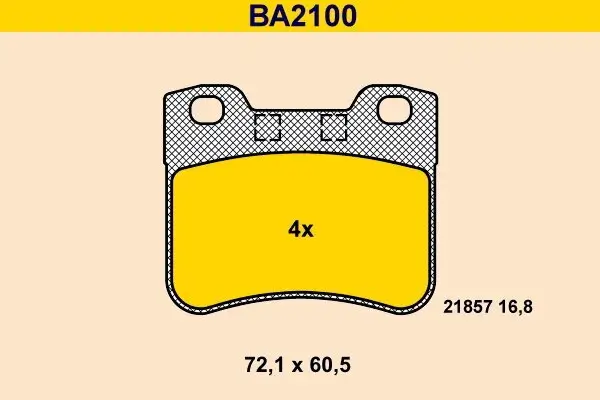 Bremsbelagsatz, Scheibenbremse BARUM BA2100 Bild Bremsbelagsatz, Scheibenbremse BARUM BA2100