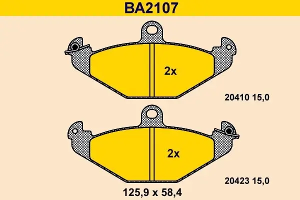 Bremsbelagsatz, Scheibenbremse BARUM BA2107 Bild Bremsbelagsatz, Scheibenbremse BARUM BA2107