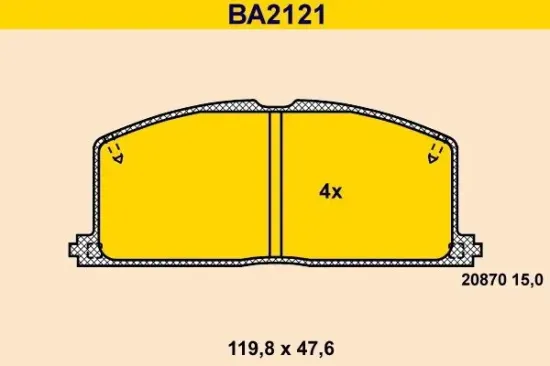 Bremsbelagsatz, Scheibenbremse Vorderachse BARUM BA2121 Bild Bremsbelagsatz, Scheibenbremse Vorderachse BARUM BA2121