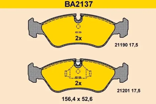 Bremsbelagsatz, Scheibenbremse BARUM BA2137 Bild Bremsbelagsatz, Scheibenbremse BARUM BA2137