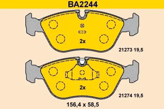 Bremsbelagsatz, Scheibenbremse Vorderachse BARUM BA2244 Bild Bremsbelagsatz, Scheibenbremse Vorderachse BARUM BA2244