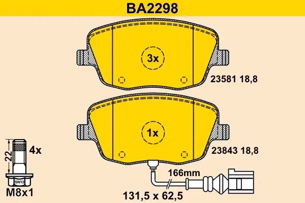 Bremsbelagsatz, Scheibenbremse BARUM BA2298