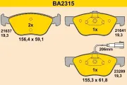 Bremsbelagsatz, Scheibenbremse BARUM BA2315