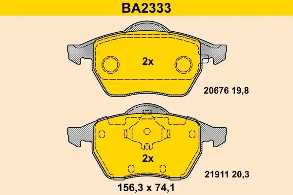 Bremsbelagsatz, Scheibenbremse BARUM BA2333