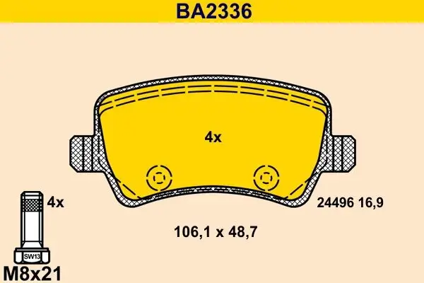 Bremsbelagsatz, Scheibenbremse BARUM BA2336