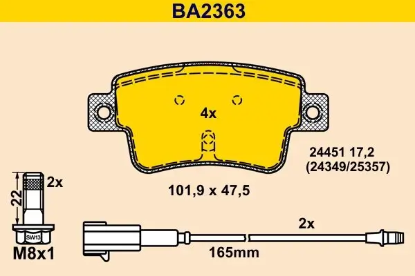 Bremsbelagsatz, Scheibenbremse BARUM BA2363