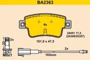 Bremsbelagsatz, Scheibenbremse Hinterachse BARUM BA2363