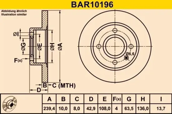 Bremsscheibe Vorderachse BARUM BAR10196 Bild Bremsscheibe Vorderachse BARUM BAR10196