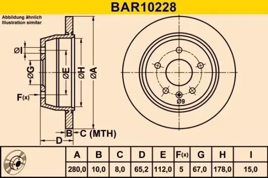 Bremsscheibe BARUM BAR10228 Bild Bremsscheibe BARUM BAR10228