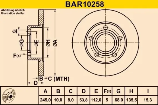 Bremsscheibe BARUM BAR10258 Bild Bremsscheibe BARUM BAR10258
