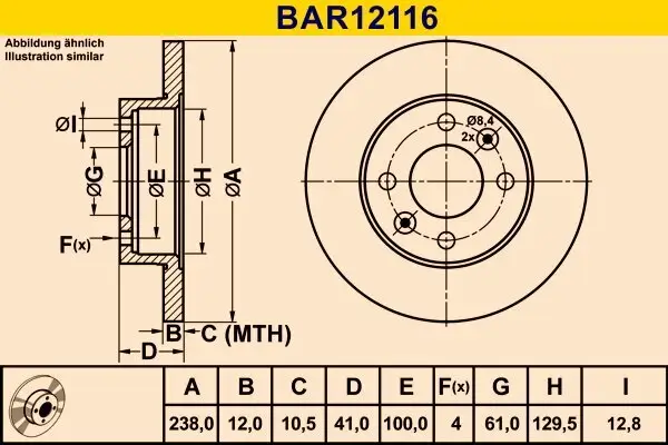 Bremsscheibe BARUM BAR12116