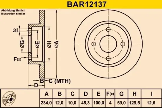 Bremsscheibe BARUM BAR12137 Bild Bremsscheibe BARUM BAR12137