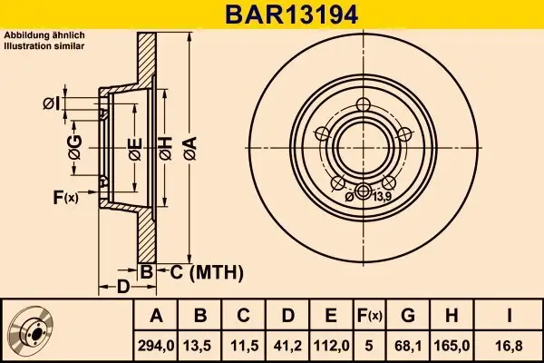 Bremsscheibe BARUM BAR13194