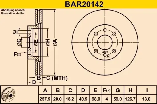 Bremsscheibe BARUM BAR20142 Bild Bremsscheibe BARUM BAR20142