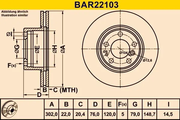 Bremsscheibe BARUM BAR22103