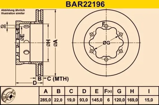 Bremsscheibe BARUM BAR22196 Bild Bremsscheibe BARUM BAR22196