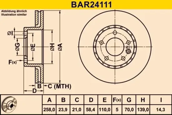 Bremsscheibe BARUM BAR24111 Bild Bremsscheibe BARUM BAR24111