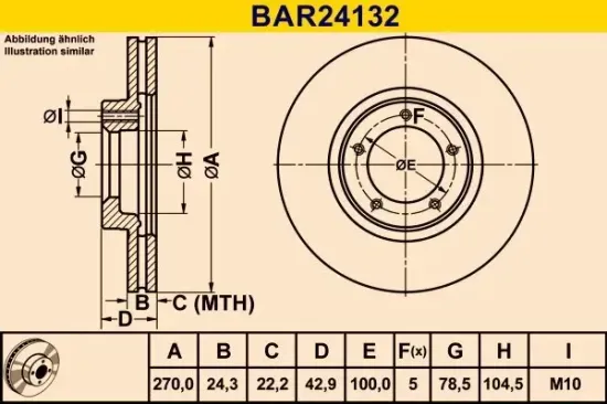 Bremsscheibe BARUM BAR24132 Bild Bremsscheibe BARUM BAR24132