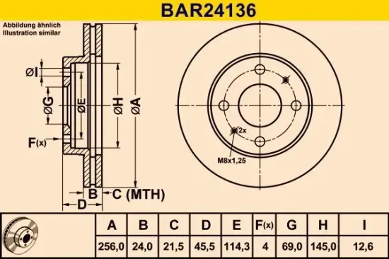 Bremsscheibe BARUM BAR24136 Bild Bremsscheibe BARUM BAR24136