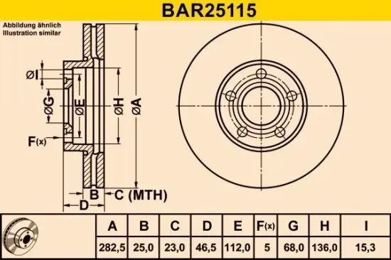 Bremsscheibe BARUM BAR25115 Bild Bremsscheibe BARUM BAR25115