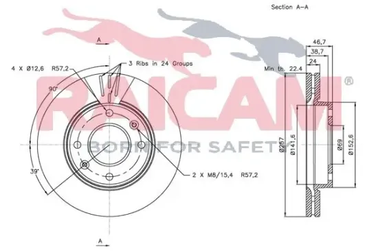 Bremsscheibe Vorderachse RAICAM RD00515 Bild Bremsscheibe Vorderachse RAICAM RD00515