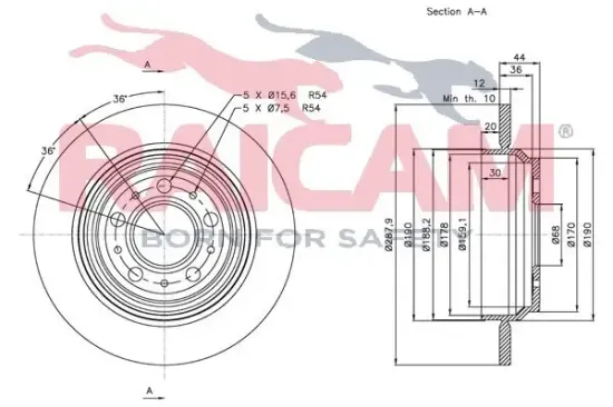 Bremsscheibe Hinterachse RAICAM RD00963 Bild Bremsscheibe Hinterachse RAICAM RD00963