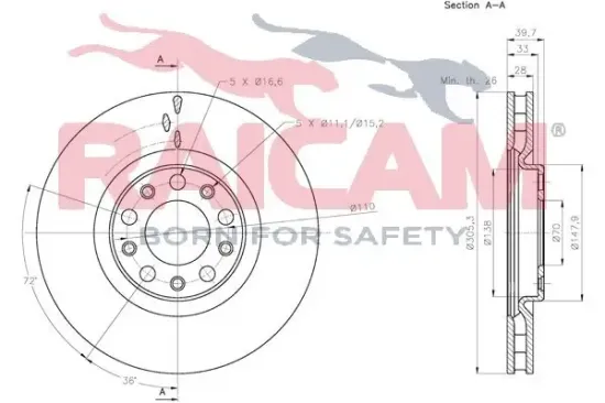 Bremsscheibe Vorderachse RAICAM RD01366 Bild Bremsscheibe Vorderachse RAICAM RD01366