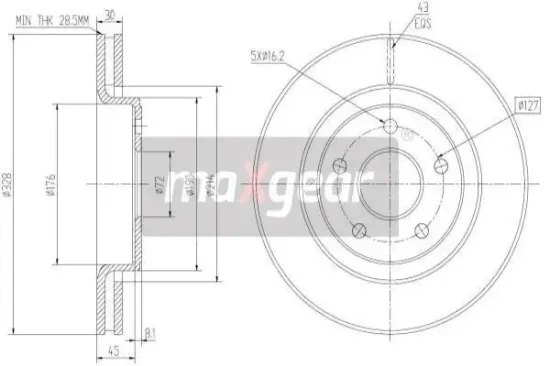 Bremsscheibe Vorderachse MAXGEAR 19-2323 Bild Bremsscheibe Vorderachse MAXGEAR 19-2323